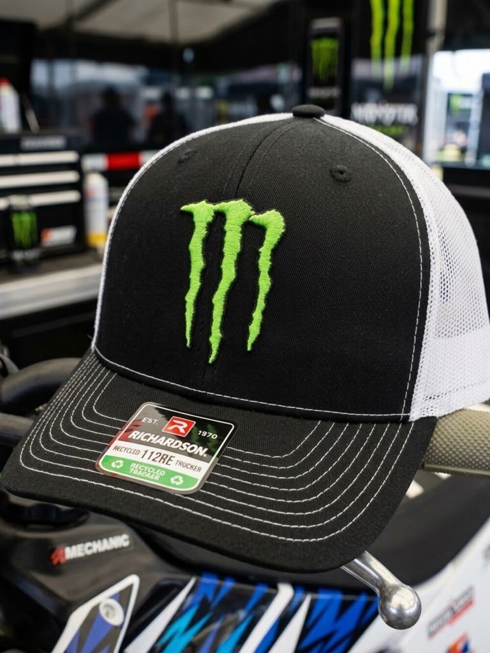Retro Monster Energy Hat Green Claw Black White Richardson 112 Snapback Cap USA